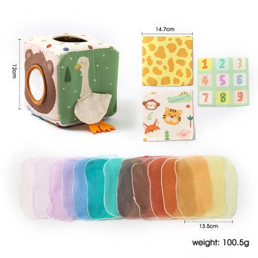 SnuzzieBox | Juego Sensorial – Juguete Caja de Pañuelos Montessori para Bebés